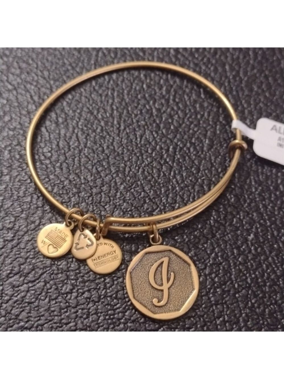 Alex and Ani Gold Tone Charm Bangle Bracelet Initial I Letter I New NOS 2014